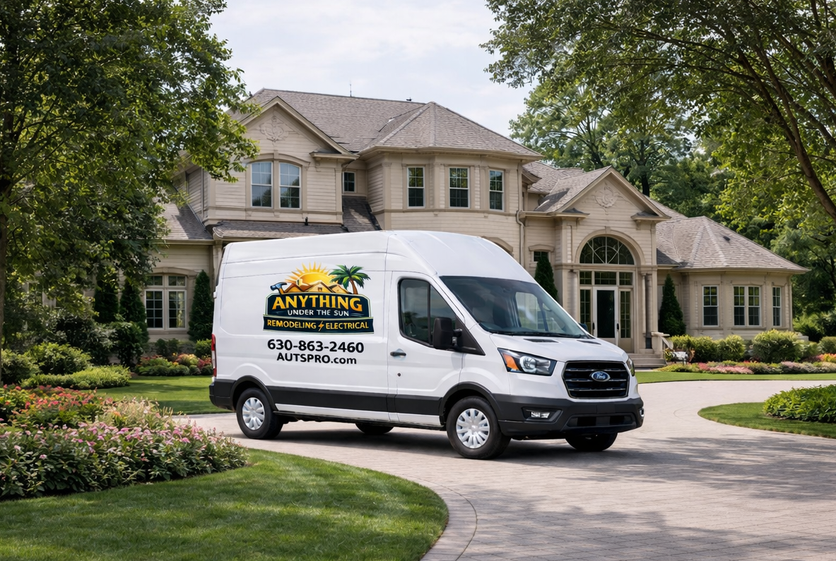 Anything Under The Sun company van parked at a client home